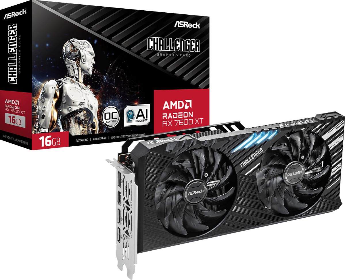 Видеокарта ASRock Radeon RX 7600 XT Challenger OC 16GB GDDR6на ниска цена с бърза доставка - BestPC.BG