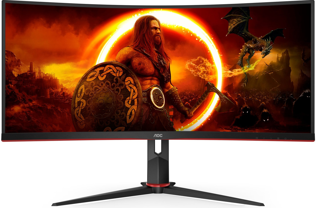 Монитор AOC CU34G2XP/BK 34" 3440 x 1440, VA, 180Hz, 1ms, 2x HFMI 2.0, 2x DP 1.4, 4x USB 2.0на ниска цена с бърза доставка - BestPC.BG