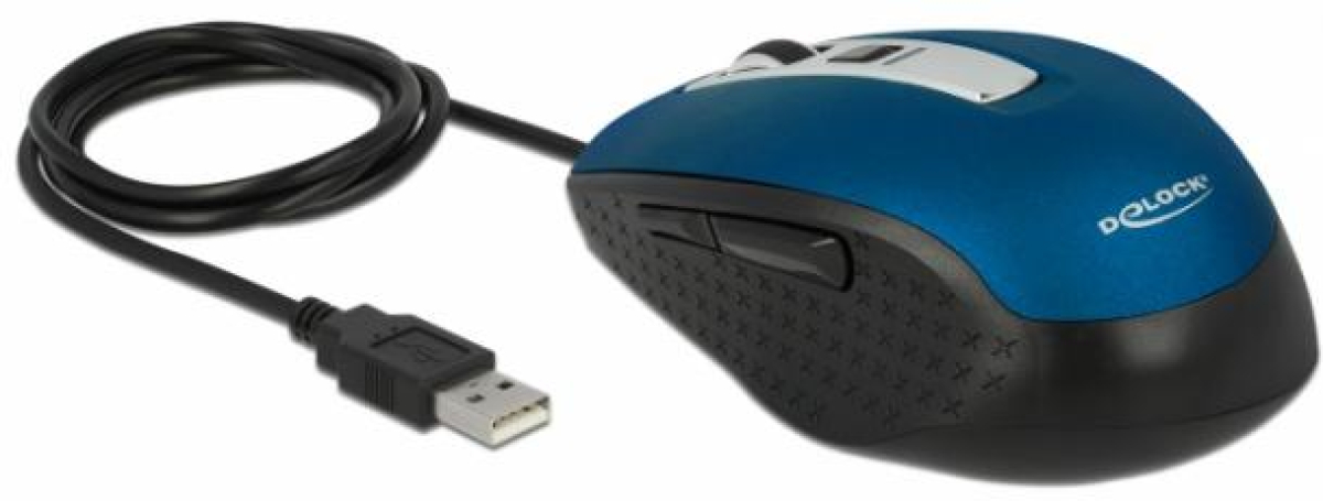 Оптична мишка DeLock, USB-A, 5 бутона , Синяна ниска цена с бърза доставка - BestPC.BG
