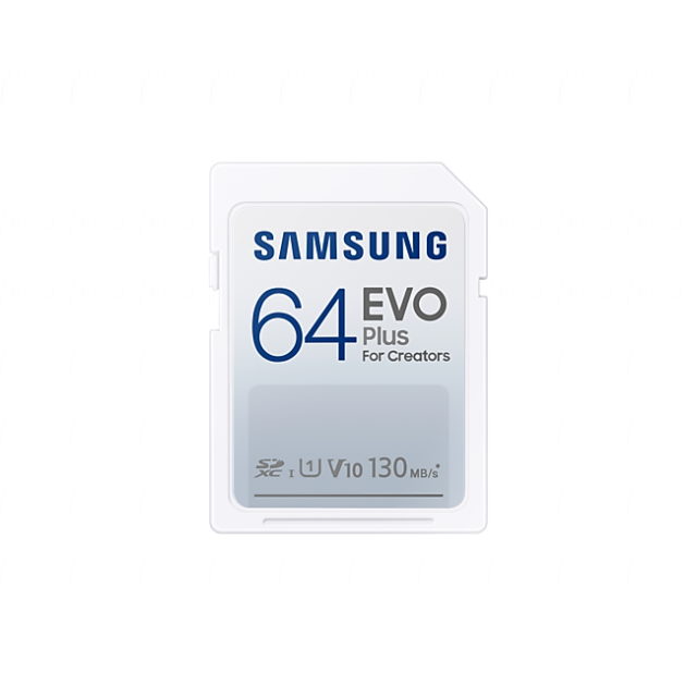 Карта памет Samsung EVO Plus, SD Card, 64GB, Бялана ниска цена с бърза доставка - BestPC.BG