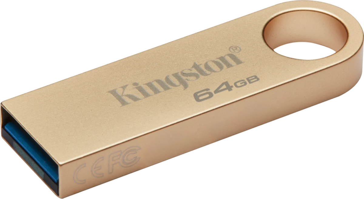 Kingston DataTraveler SE9 G3, 64GB, USB 3.2, До 220 MB/s, Алуминиев корпус, Златистна ниска цена с бърза доставка - BestPC.BG