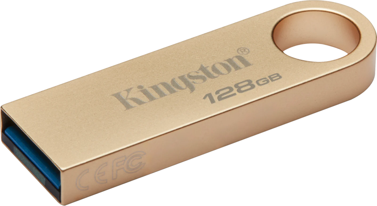 Kingston DataTraveler SE9 G3, 128GB, USB 3.2, До 220 MB/s, Алуминиев корпус, Златистна ниска цена с бърза доставка - BestPC.BG