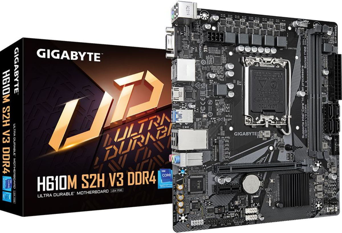 Дънна платка Gigabyte H610M S2H V3, LGA1700, 2x DRR4, 4x SATA3 6.0 Gb/s, Micro ATXна ниска цена с бърза доставка - BestPC.BG