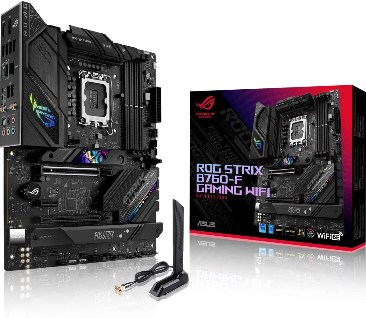 Дънна платка Asus ROG Strix B760-F Gaming WiFi, LGA1700, 4x DDR5, 4x SATA 6.0 Gb/s, ATXна ниска цена с бърза доставка - BestPC.BG
