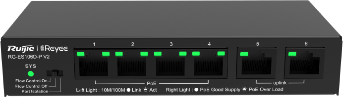 Комутатор/Суич Ruijie RG-ES106D-P V2на ниска цена с бърза доставка - BestPC.BG