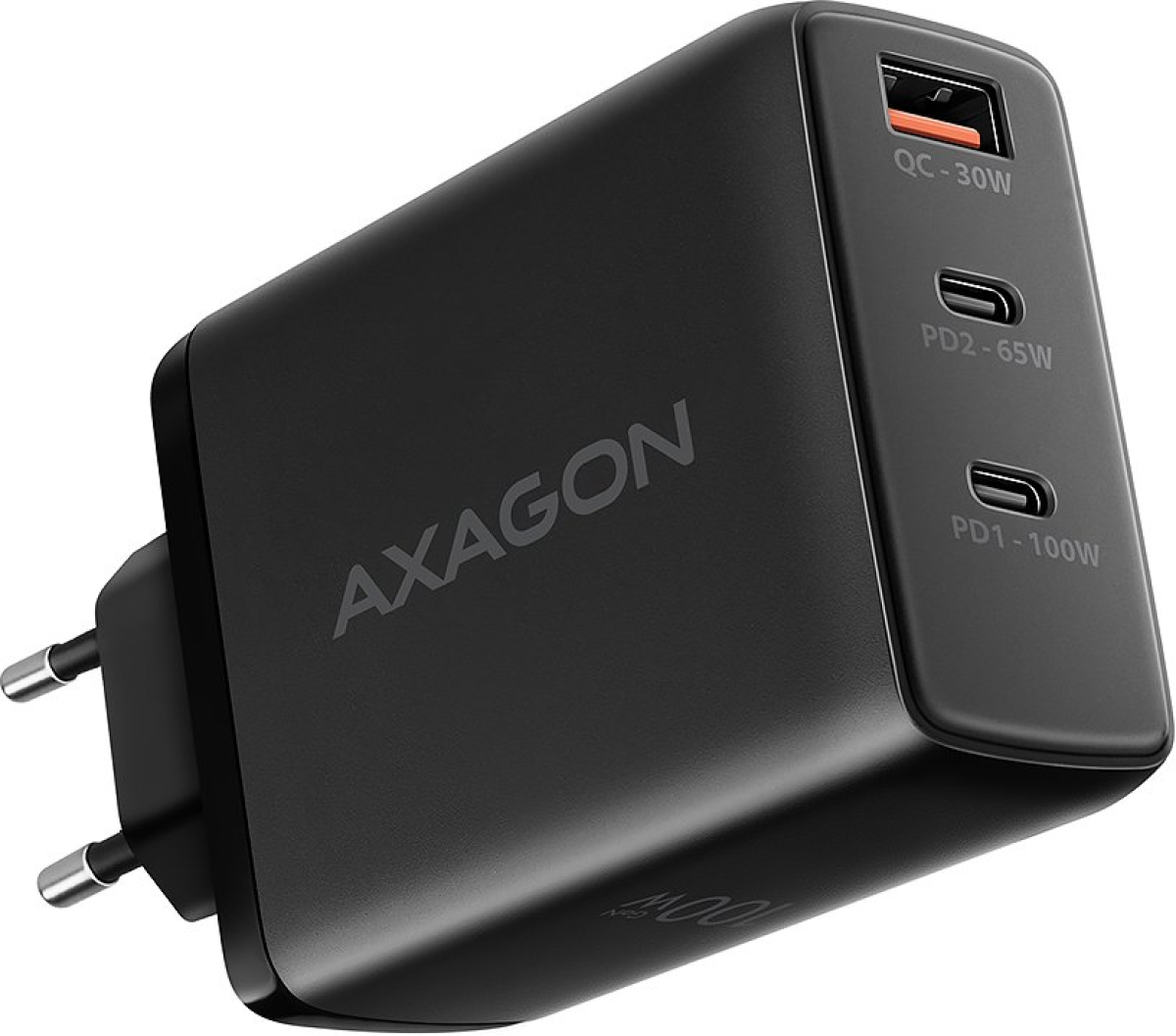 Принадлежност за смартфон AXAGON ACU-DPQ100, 100W, 2x USB Тype-C, 1x USB, QuickCharge 4+, Черенна ниска цена с бърза доставка - BestPC.BG