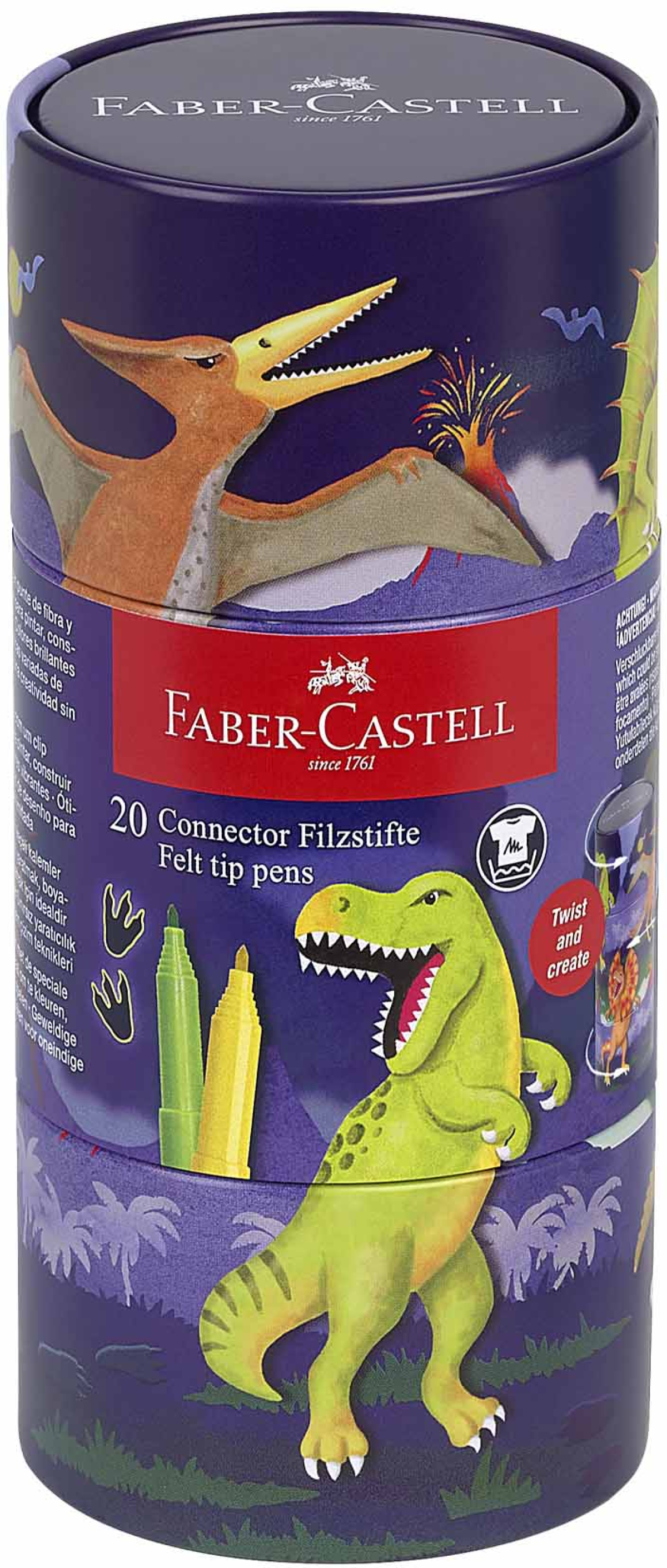 Faber-Castell Флумастери Connector, комплект „Динозавър“, 20 цвятана ниска цена с бърза доставка - BestPC.BG