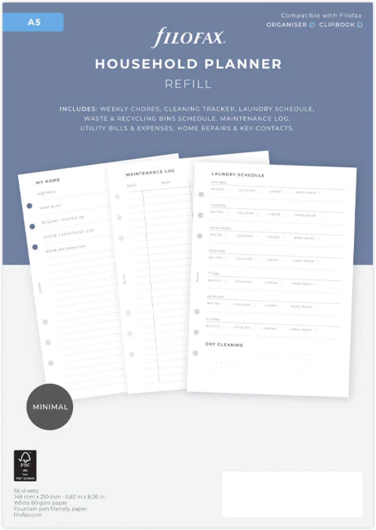 Filofax Пълнител за органайзер Minimal, А5, за домана ниска цена с бърза доставка - BestPC.BG