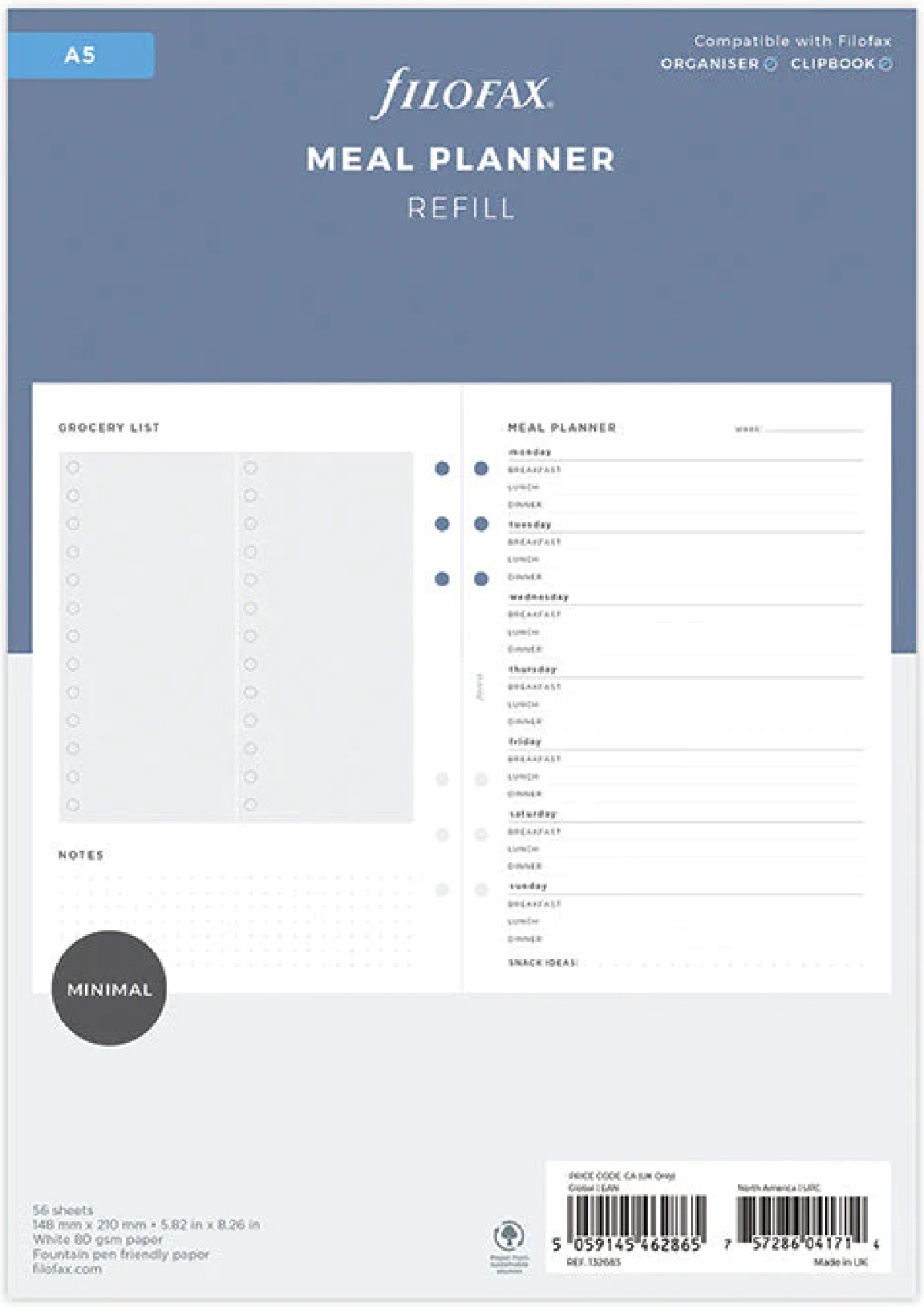 Filofax Пълнител за органайзер Minimal, А5, за храненена ниска цена с бърза доставка - BestPC.BG