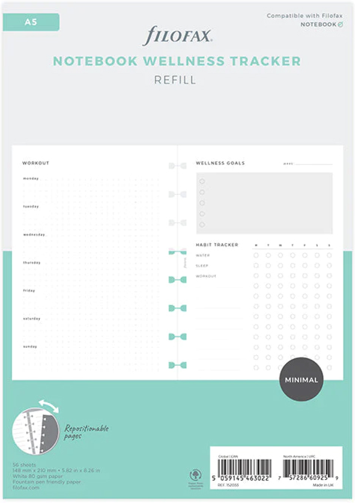 Filofax Пълнител за тефтер Minimal Wellness, А5на ниска цена с бърза доставка - BestPC.BG