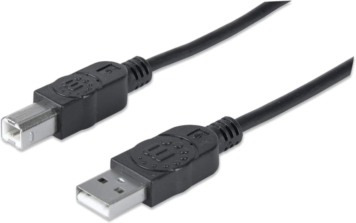 Manhattan Кабел, USB 2.0 A Male - USB 2.0 B Male, Hi-Speed, 5 m, черенна ниска цена с бърза доставка - BestPC.BG
