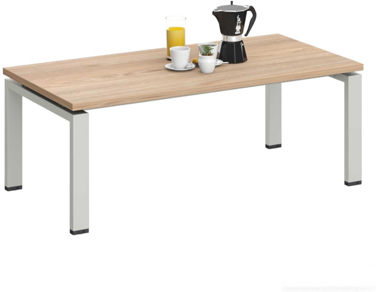 Ниска маса RFG Monaco, 1200 х 600 х 450 mm, правоъгълен плот, ПДЧ 25 mm, метална основа, плот бряст, бял метална ниска цена с бърза доставка - BestPC.BG