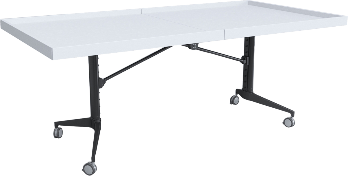 Продукт Мобилна маса RFG Robotika, сгъваема, 2000 х 1000 х 740 mm, бял ПДЧ плот, черен метална ниска цена с бърза доставка - BestPC.BG