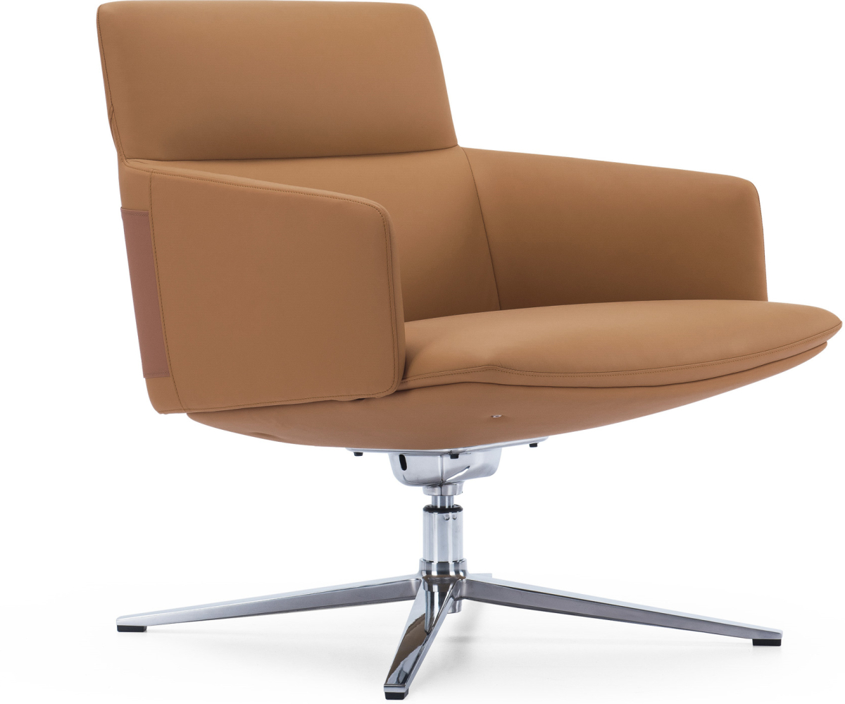 Офис стол Кресло RFG Ray, екокожа, основа хром, кафявона ниска цена с бърза доставка - BestPC.BG