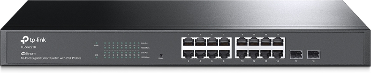 Комутатор/Суич TP-Link TL-SG2218, 16× 10/100/1000, 2× Gigabit SFP, 36 Gbps, 26.8 Mpps, 8K, IPv6на ниска цена с бърза доставка - BestPC.BG