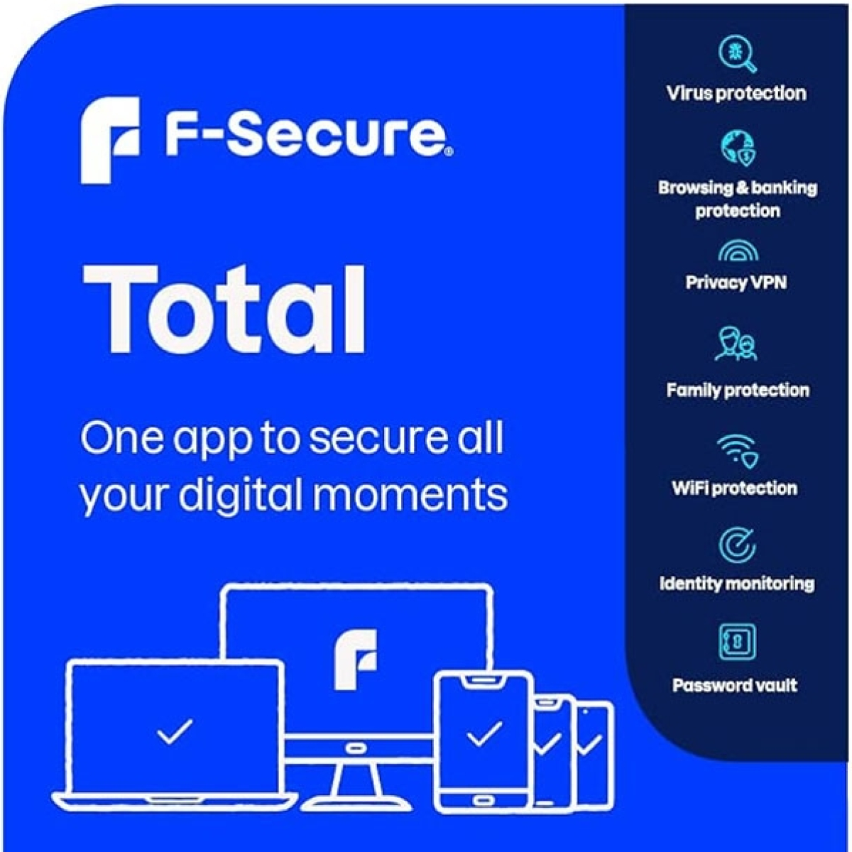 Софтуер F-Secure TOTAL 1Y-1U, E-dealна ниска цена с бърза доставка - BestPC.BG
