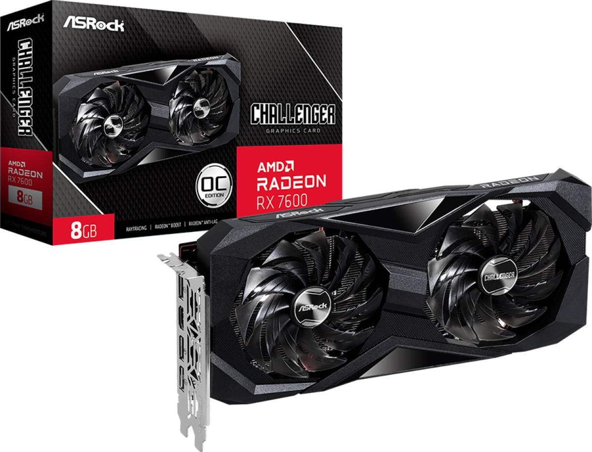 Видеокарта ASRock Radeon RX 7600 Challenger OC, 8GB GDDR6, 1x HDMI 2.1, 3x DisplayPort 1.4на ниска цена с бърза доставка - BestPC.BG