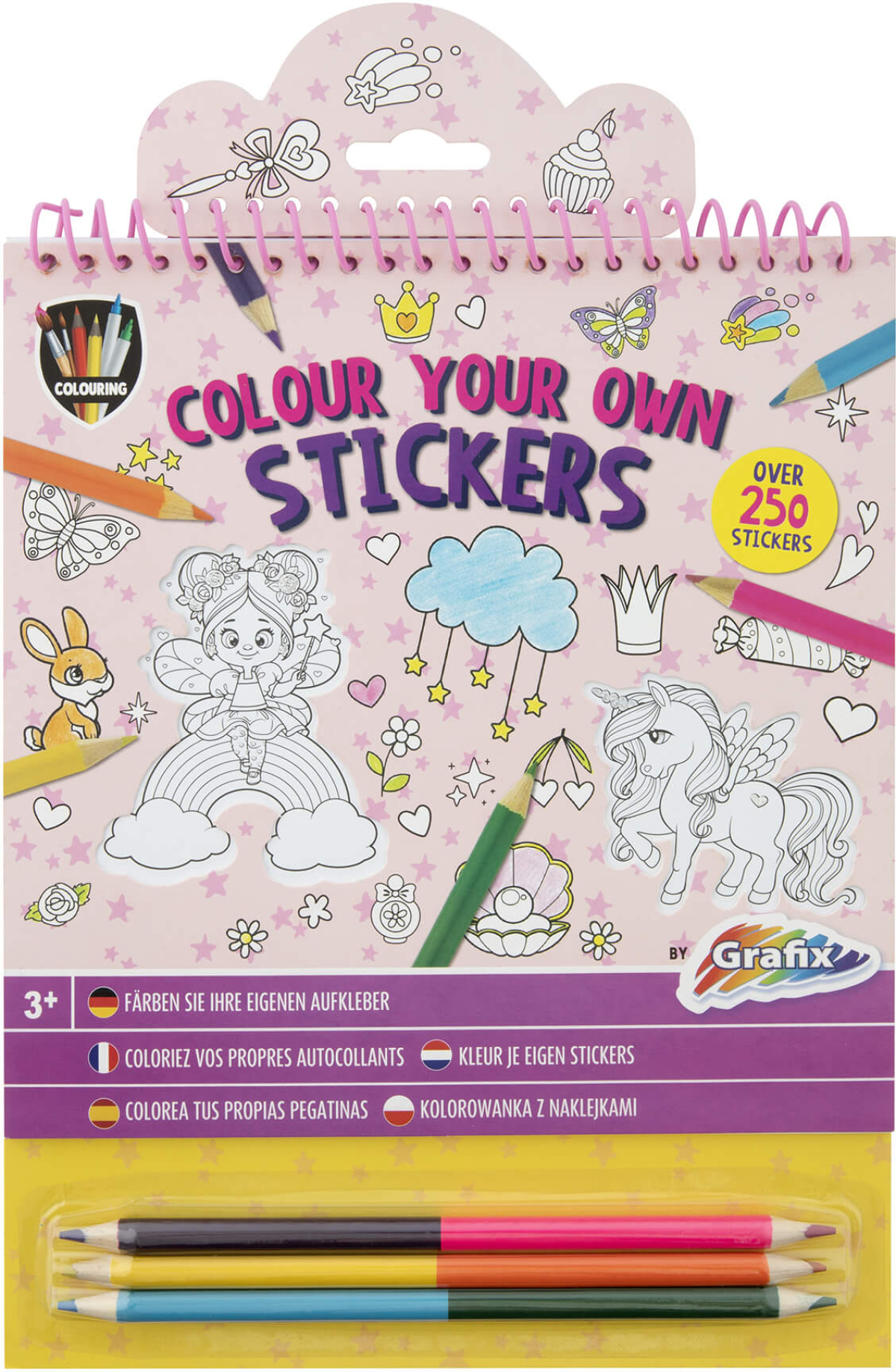 Moxy Книжка за оцветяване на стикери, с включени 3 двойни молива, розована ниска цена с бърза доставка - BestPC.BG