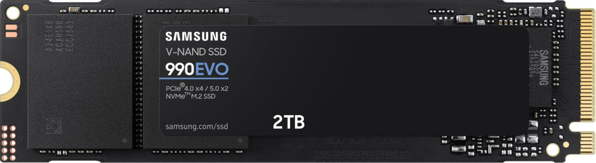 SSD Samsung 990 EVO, 2TB, M.2 2280, 4200 MB/s, 5000 MB/s, TRIM, 256-bit AESна ниска цена с бърза доставка - BestPC.BG