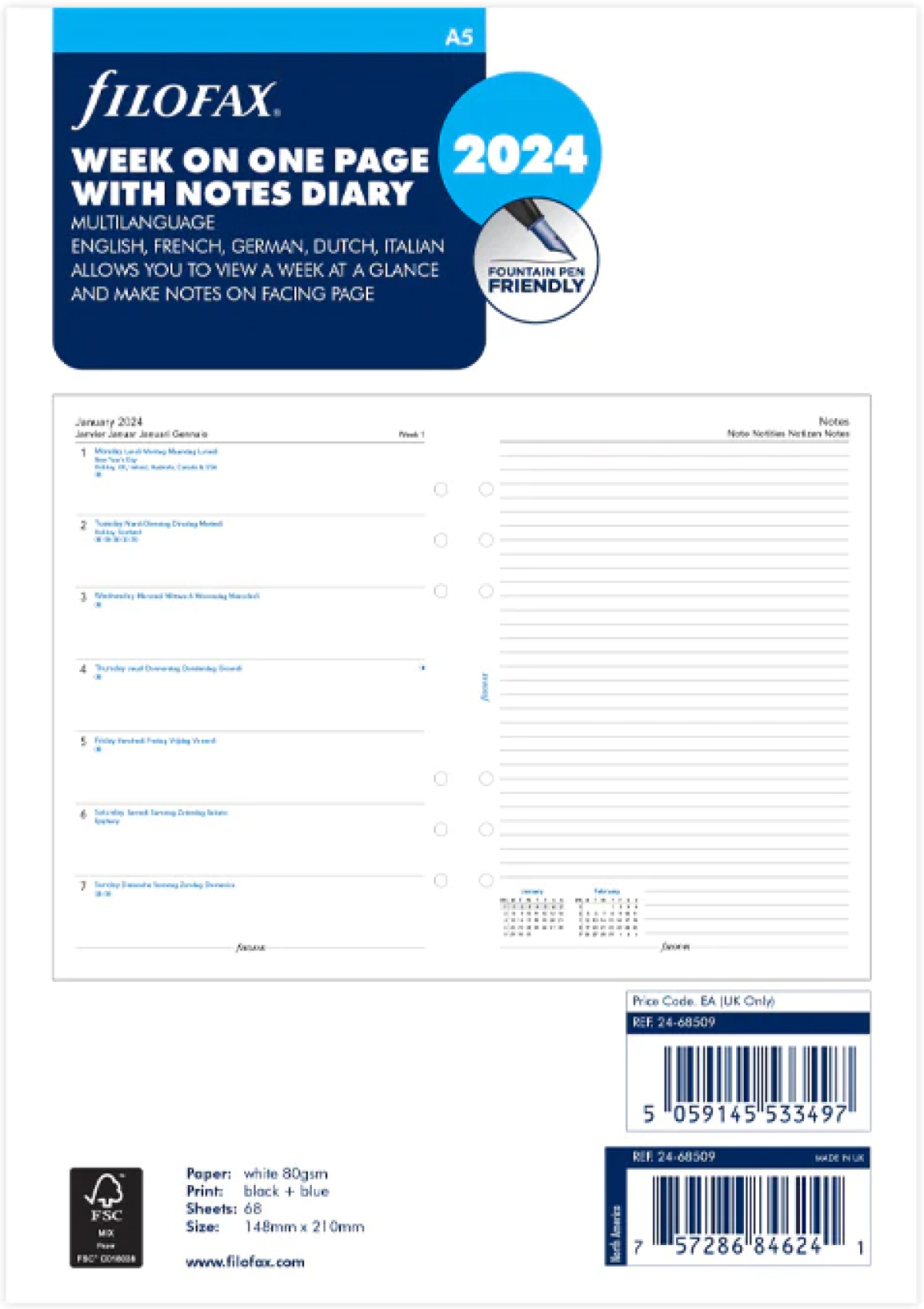Filofax Пълнител за органайзер Classic, А5, за 2024 годинана ниска цена с бърза доставка - BestPC.BG