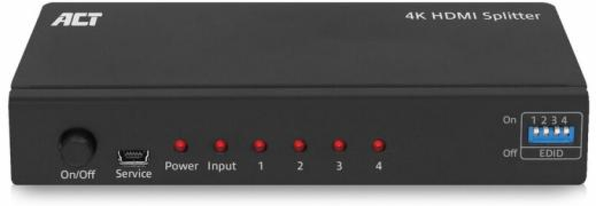 Кабел/адаптер HDMI Сплитер ACT AC7831, 1 вход 4 изхода., 4K, Черенна ниска цена с бърза доставка - BestPC.BG