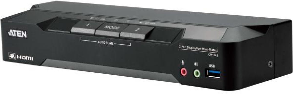KVM продукт ATEN CM1942, 2-портов, USB, HDMI, DisplayPort, Mini-Matrix Boundlessна ниска цена с бърза доставка - BestPC.BG