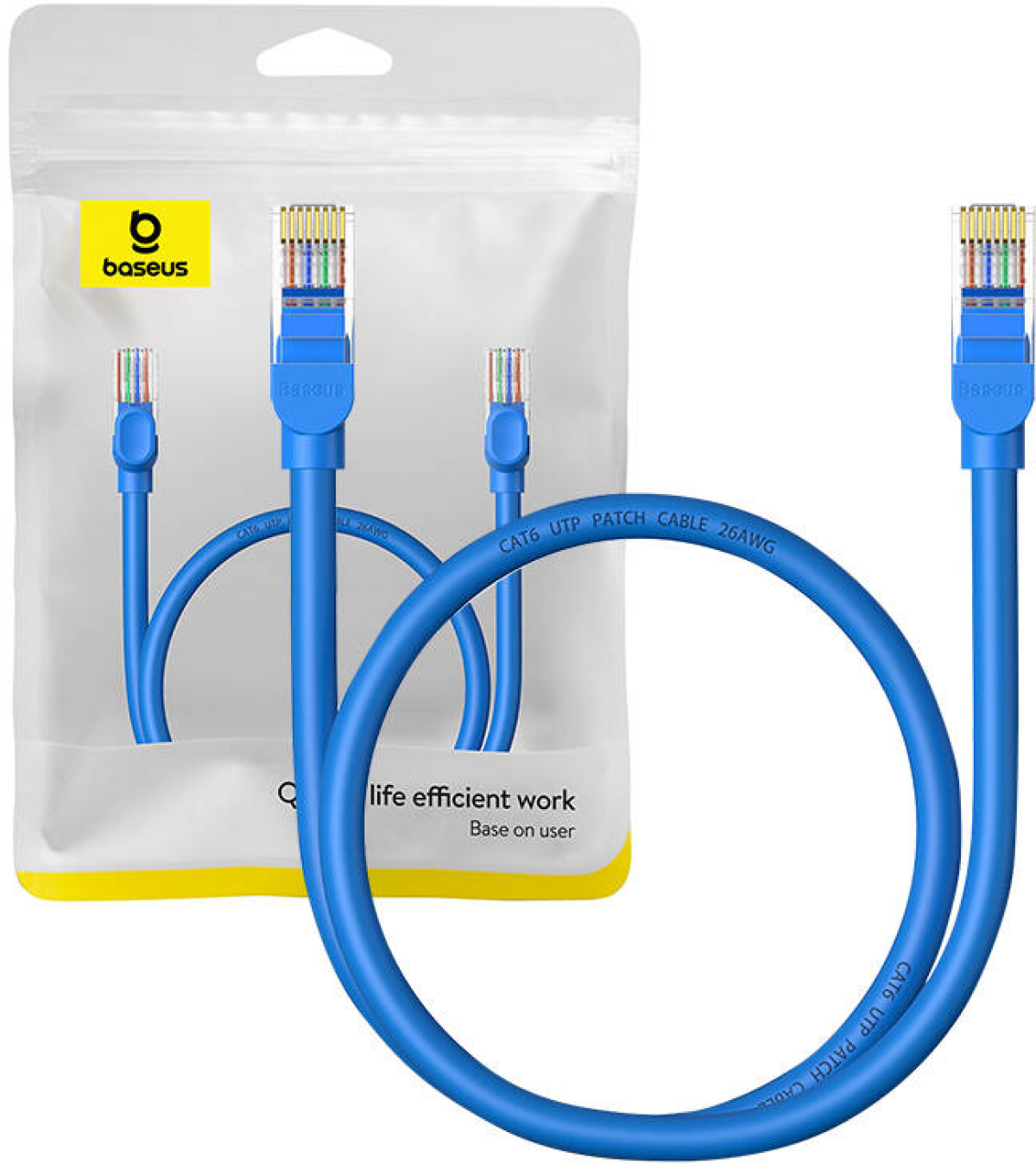 Мрежов кръгъл кабел Baseus RJ45, Cat.6, 0,5 м B00133204311-00 - синна ниска цена с бърза доставка - BestPC.BG