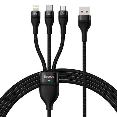 Кабел/адаптер Baseus Flash Series 2, USB-C, Lightning, microUSB, 1.2м, 66W, 5V, Черенна ниска цена с бърза доставка - BestPC.BG