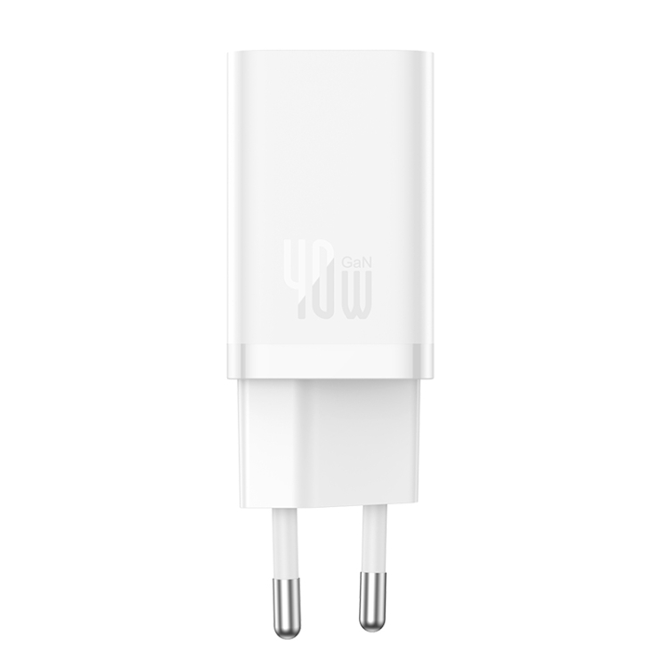 Принадлежност за смартфон Зарядно устройство Baseus GaN 5, 2x USB-C, 40W, 220V, Trickle Charging, Бялна ниска цена с бърза доставка - BestPC.BG