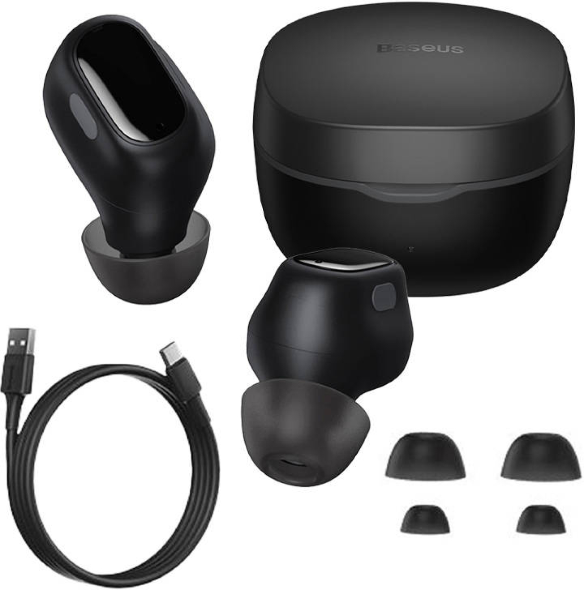 Слушалки Baseus WM01 TWS, In-Ear, Bluetooth, Микрофон, USB Type-C, 400 mAh, Черенна ниска цена с бърза доставка - BestPC.BG