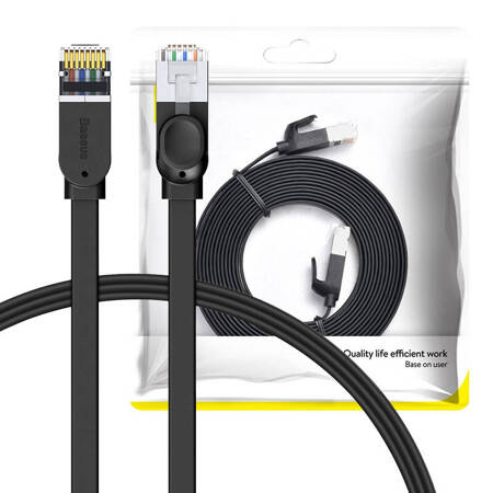 Медна пач корда Baseus PCWL-D01, 2х RJ45, Cat. 6, 1 Gbps, 5м, PVC, Черенна ниска цена с бърза доставка - BestPC.BG