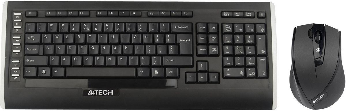 Клавиатура A4TECH 9300F, Безжична, QWERTY, 2000 dpi, 125 Hz, 2.4 GHz, Черенна ниска цена с бърза доставка - BestPC.BG