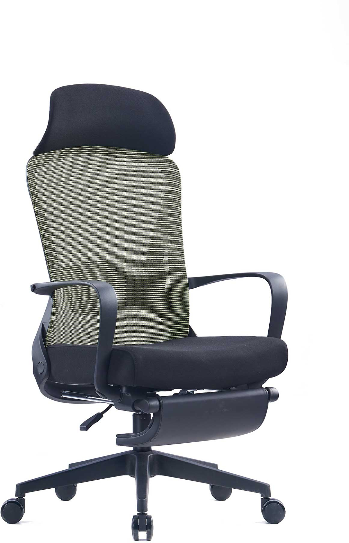 Директорски стол RFG Enjoy HB, дамаска и меш, Tilt механизъм, до 130 kg, черна седалка, зелена облегалкана ниска цена с бърза доставка - BestPC.BG