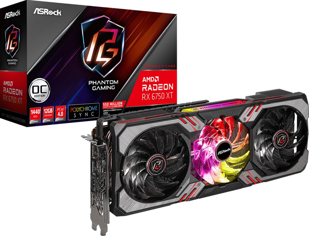 Видеокарта Asrock AMD Radeon RX6750XT Phantom Gaming D OC, 12GB GDDR6, 1x HDMI 2.1, 3x DP 1.4на ниска цена с бърза доставка - BestPC.BG