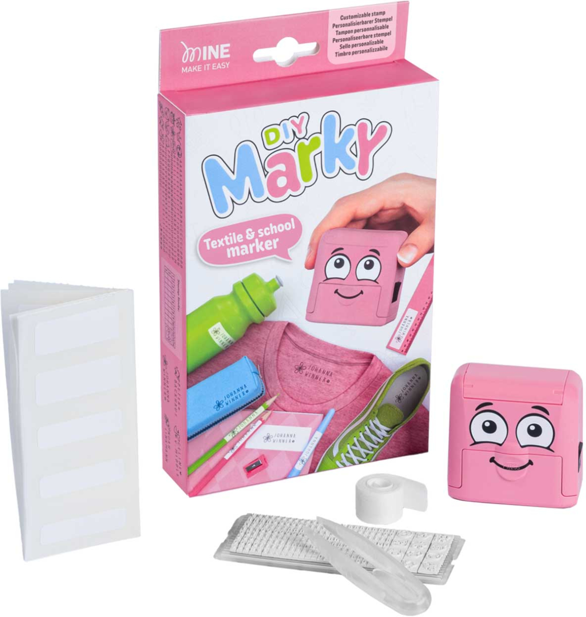 Продукт Печат за текстил Marky, с комплект за нареждане на кирилица, розовна ниска цена с бърза доставка - BestPC.BG