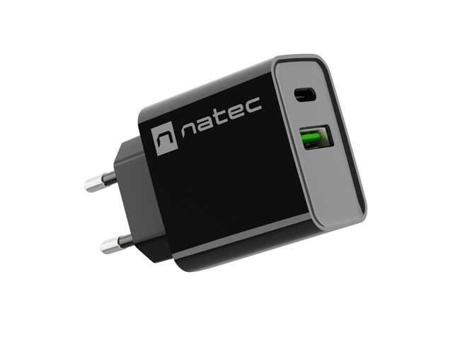 Принадлежност за смартфон Natec USB Charger Ribera 1X USB-A + 1X USB-C 20W, Blackна ниска цена с бърза доставка - BestPC.BG
