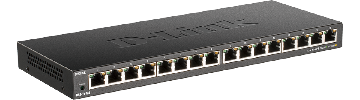 Комутатор/Суич D-Link DGS-1016S-E, 16 x 10/100/1000 Mbps, 32 Gbps, 12,V 1A, 802.1p QoSm, Черенна ниска цена с бърза доставка - BestPC.BG