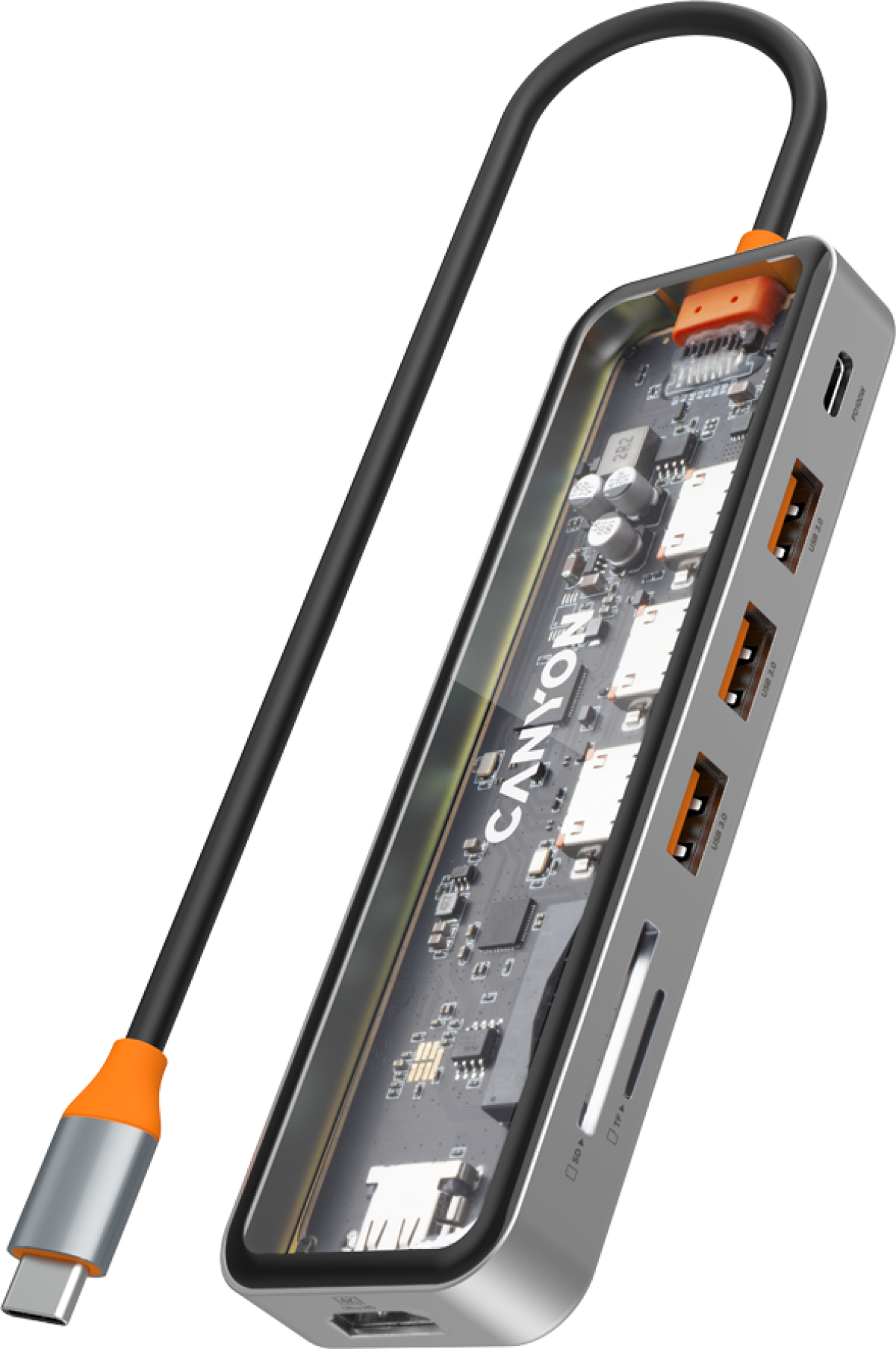 USB Хъб CANYON hub DS-13 7in1 4k USB-C Transparent Space Greyна ниска цена с бърза доставка - BestPC.BG
