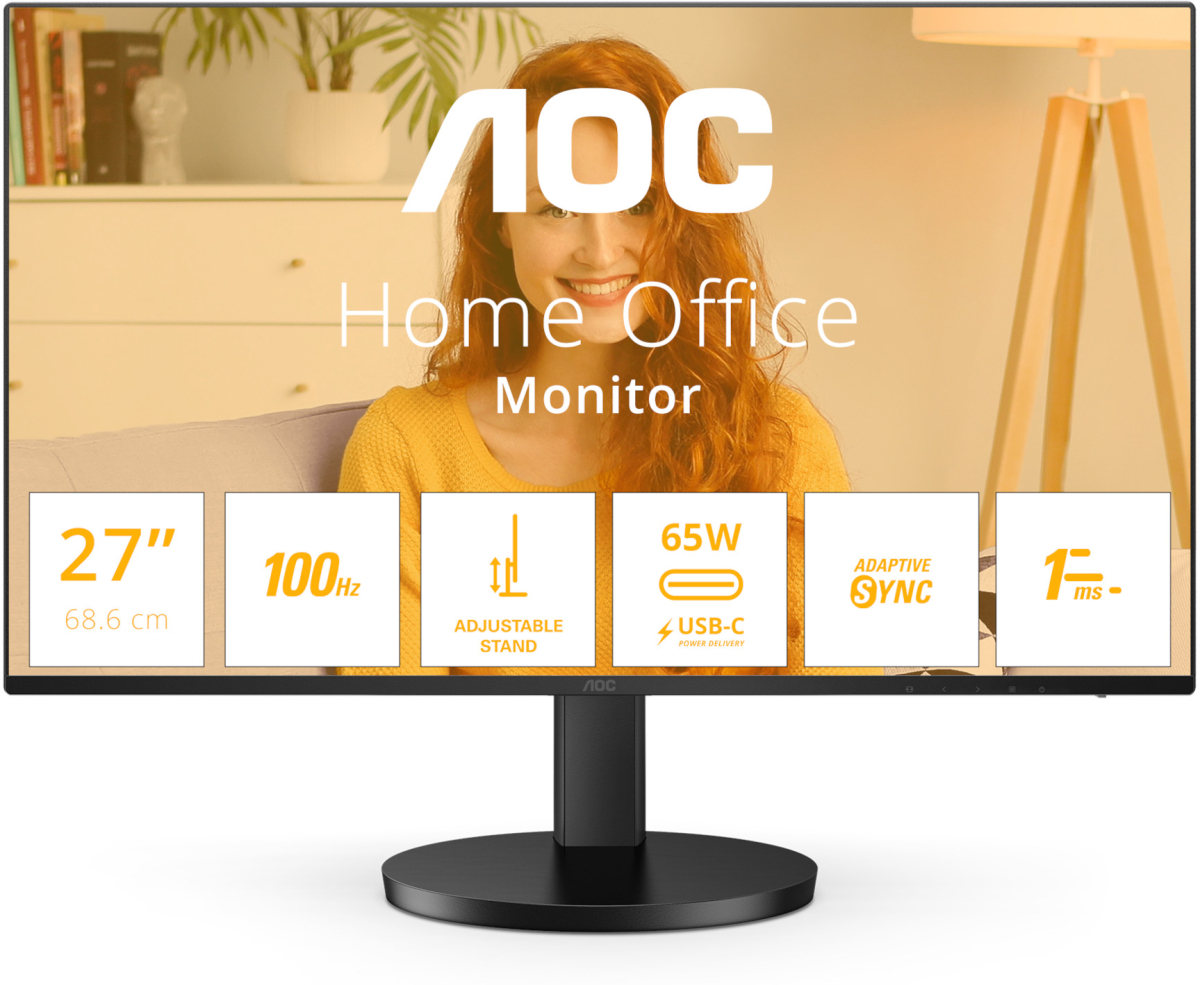Монитор AOC Q27B3CF2, 27\'\', IPS WLED panel, AG, QHD 2560x1440, 16:9, 100Hz, 1ms, 350 cd/m2на ниска цена с бърза доставка - BestPC.BG