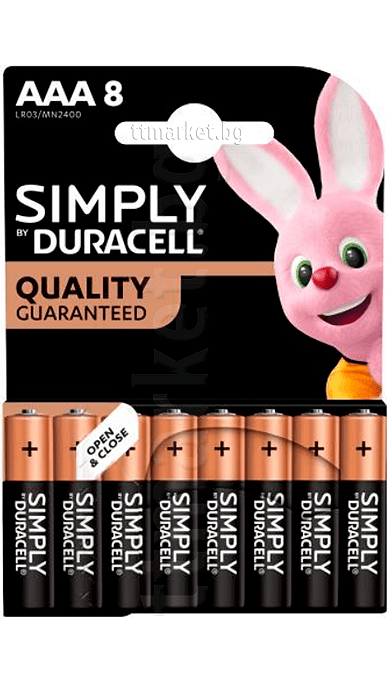 Алкална батерия LR03 AAA  8pk блистер SIMPLY MN2400   DURACELLна ниска цена с бърза доставка - BestPC.BG