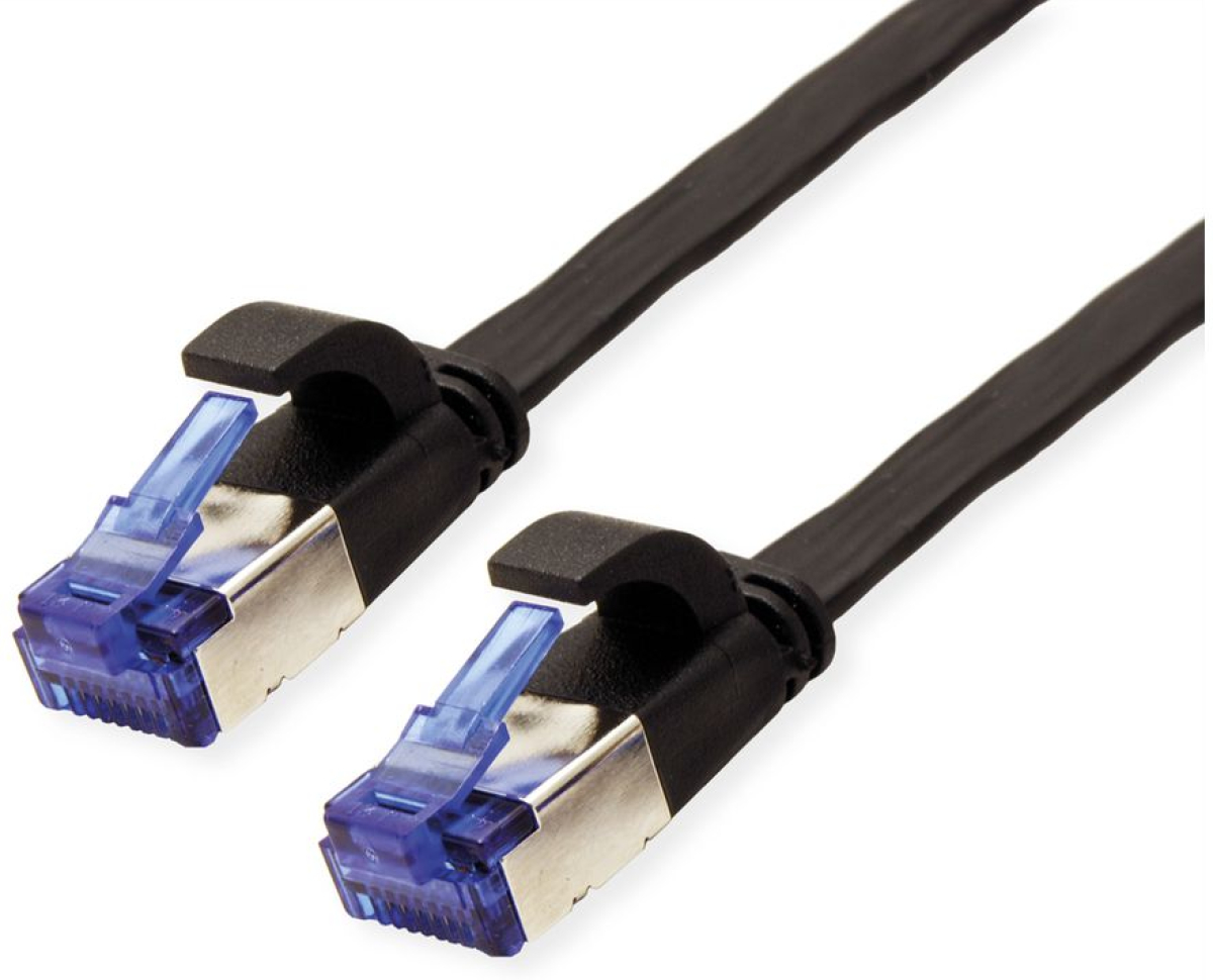 VALUE 21.99.0830 :: Кабел FTP Cat. 6a (Class EA), extra-flat, черен, 0.5 мна ниска цена с бърза доставка - BestPC.BG