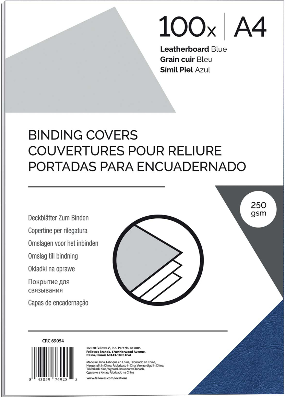 Fellowes Корици за подвързване, картонени, А4 250 g-m2, сини, 100 брояна ниска цена с бърза доставка - BestPC.BG
