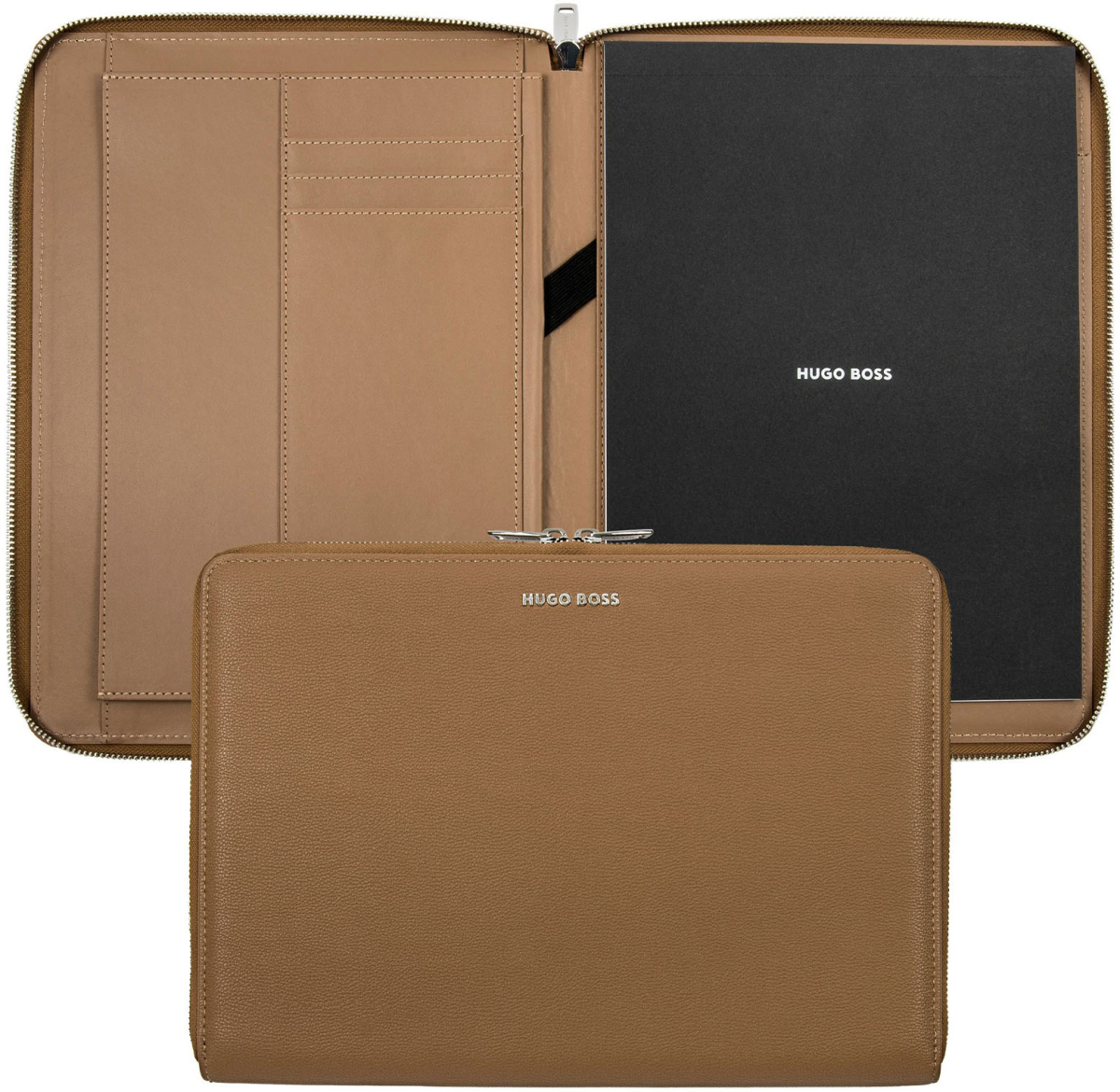 Hugo Boss Папка Pure Iconic, A4, с цип, карамелна ниска цена с бърза доставка - BestPC.BG