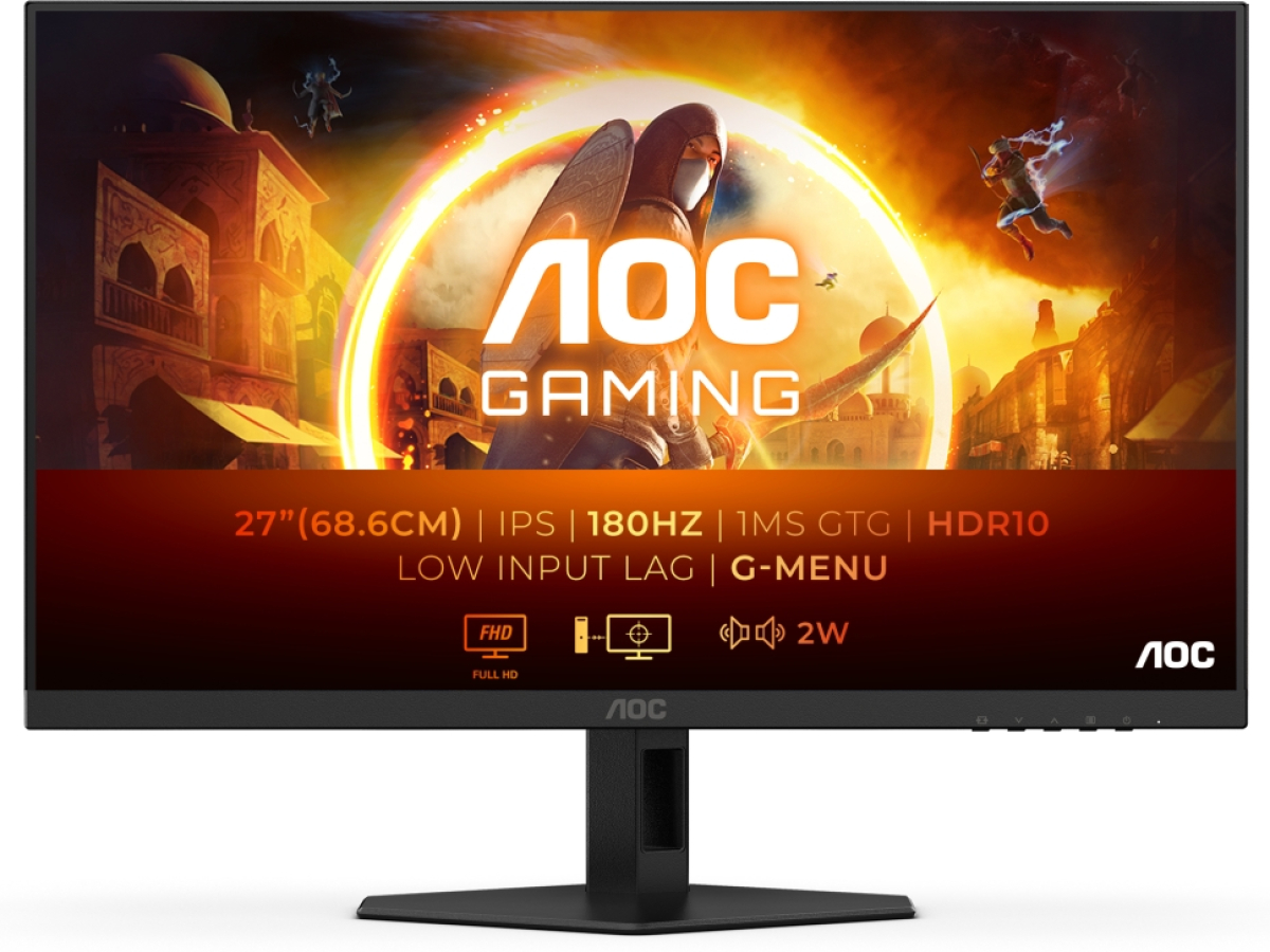 Монитор Геймърски AOC 27G4XE, 27" IPS WLED, 1920x1080@180Hz, 1ms GtG, 0.5ms MPRTна ниска цена с бърза доставка - BestPC.BG