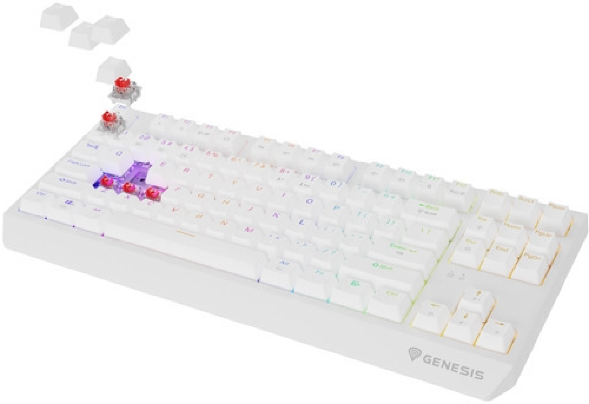 Клавиатура Геймърска Genesis Gaming Keyboard Thor 230 TKL Wireless US White RGB Mechanical Outemu Red, Бялана ниска цена с бърза доставка - BestPC.BG