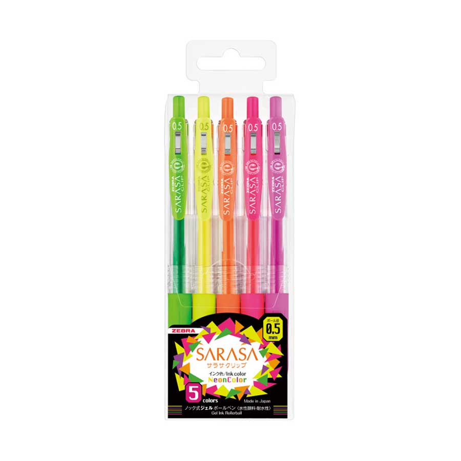 Zebra Гел ролер Sarasa Clip, автоматичен, 0.5 mm, 5 неонови цвятана ниска цена с бърза доставка - BestPC.BG