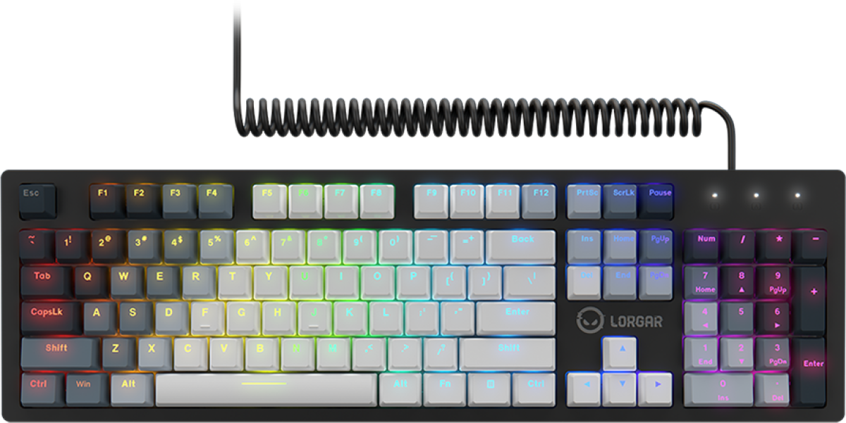 Клавиатура LORGAR Azar 514, С кабел, QWERTY, Dream механични, RGB с 18 режима, Бялна ниска цена с бърза доставка - BestPC.BG