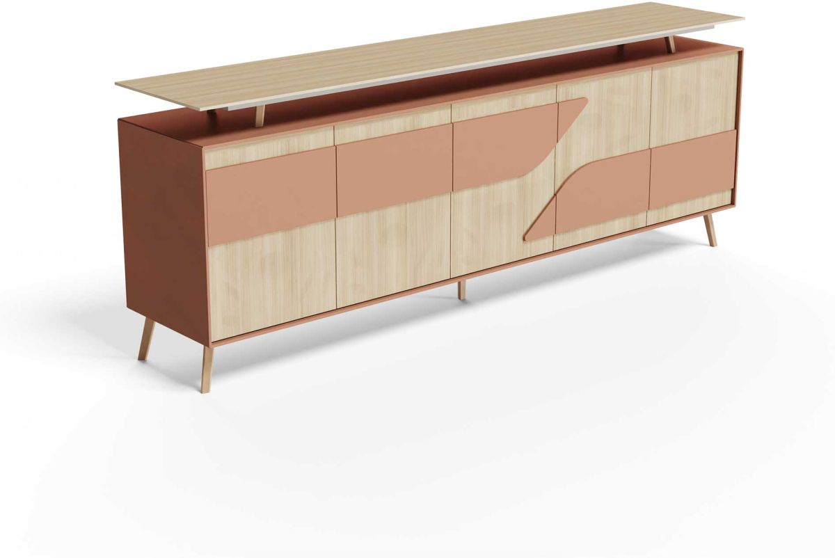 Бюро Работно RFG Помощен шкаф Torino, 2000 х 400 х 800 mm, меламин светъл дъб и керемиденона ниска цена с бърза доставка - BestPC.BG