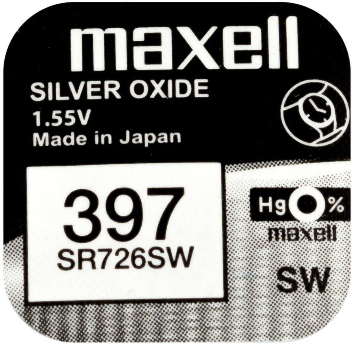Бутонна батерия сребърна MAXELL SR726 SW -AG2- 397-, 1.55Vна ниска цена с бърза доставка - BestPC.BG