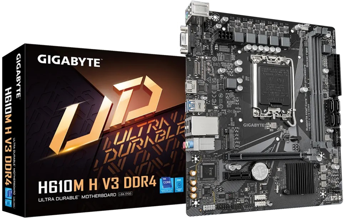 Дънна платка GIGABYTE H610M H V3 DDR4, LGA1700, 24-pin ATX, 1x HDMI, 1x VGA, Micro ATX, 7.1 audioна ниска цена с бърза доставка - BestPC.BG